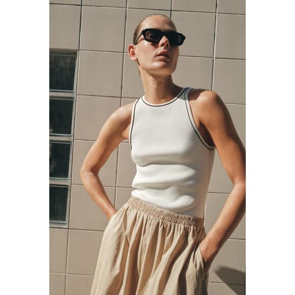 ZARA CONTRAST POPLIN MIDI DRESS - Picture 3 of 7